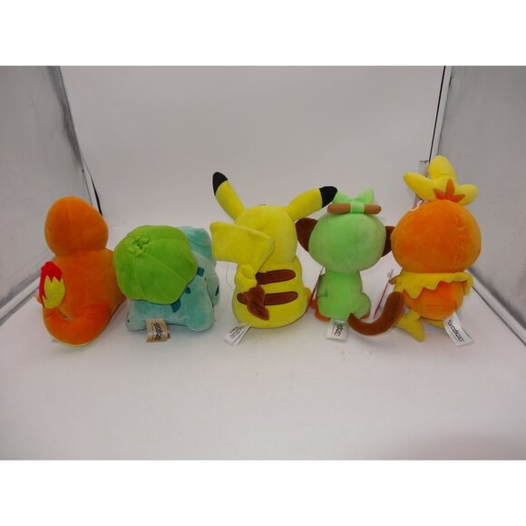 Pokemon Plush Toy Set Charmander Bulbasaur Pikachu Grookey Torchic 8" Official C - Picture 8 of 12